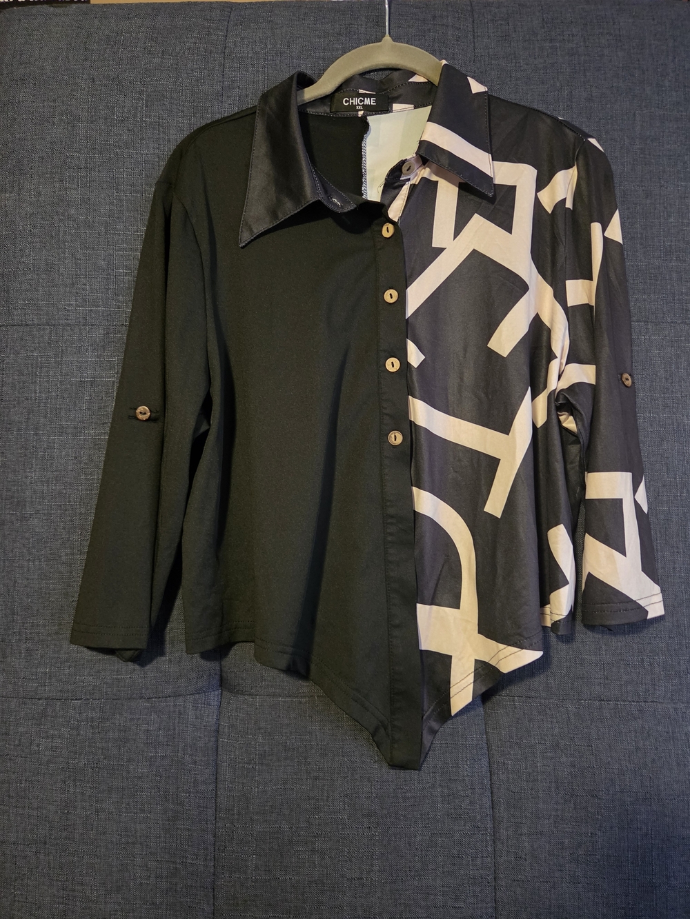 Black & Cream Printed Two-Piece Pantsuit - Picture 2 of 6
